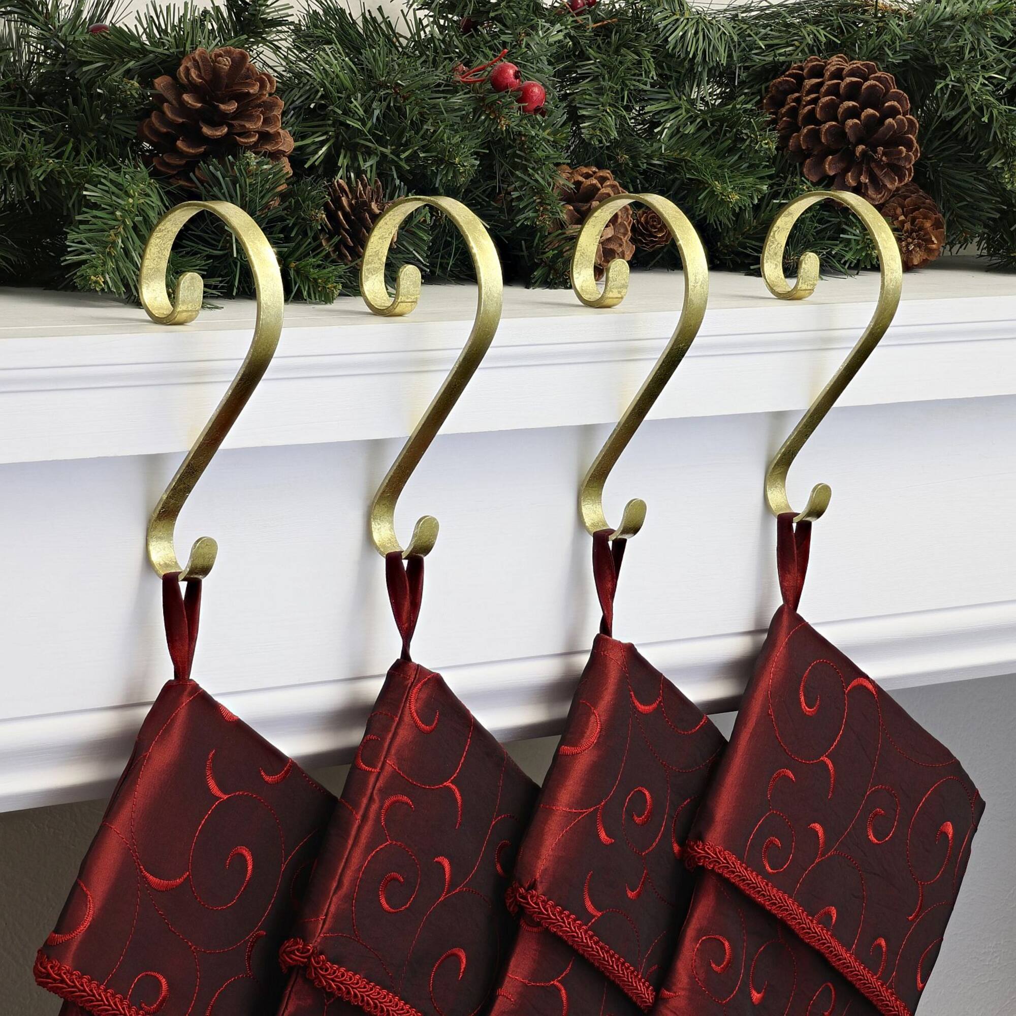 Haute Decor Stocking Scroll® Gold Foil Stocking Holders, 4ct.